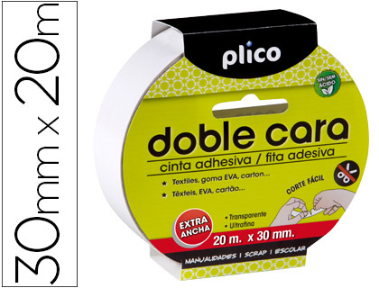 Cinta adhesiva plico doble cara 30mm.x20m.